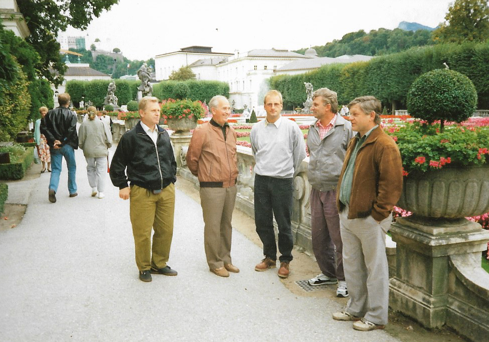 1994 zájezd na turnaj do Salzburgu, zleva: K.Urban, J.Cehák, místní pořadatel, I.Toman, J.Urban